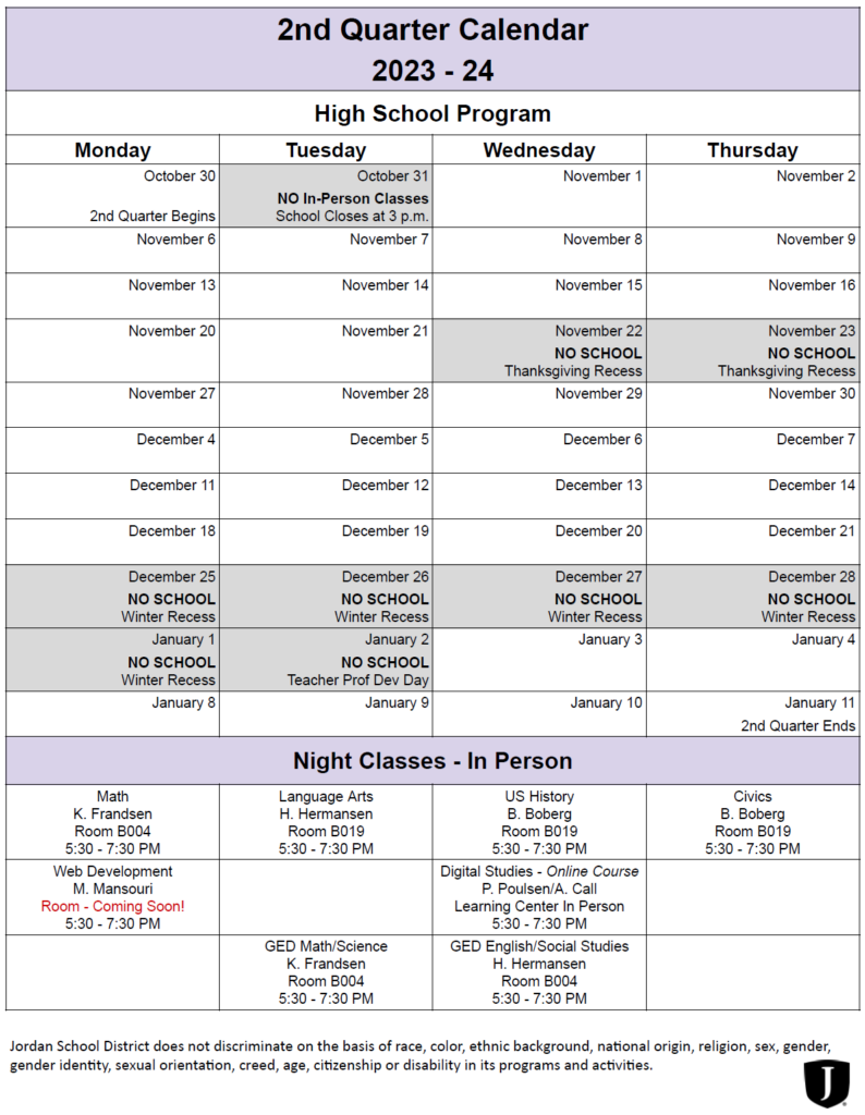 presentation hs calendar